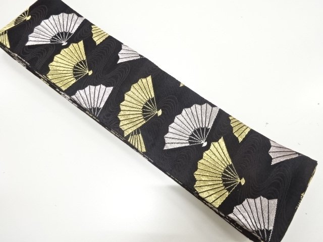 JAPANESE KIMONO / MENS KAKU OBI / WOVEN / A FAN PATTERN RUNNING WATER 